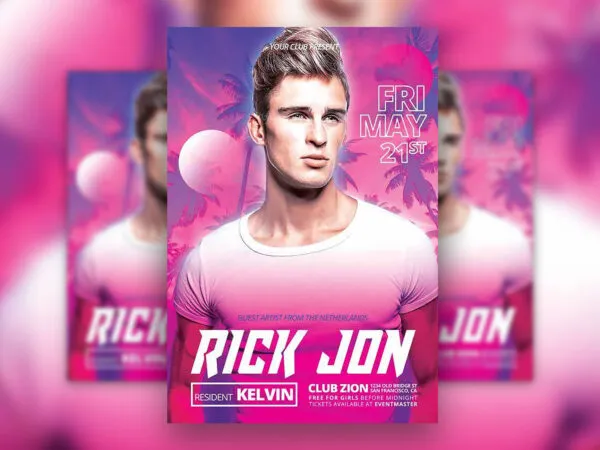 DJ Flyer Template with Pink Theme 1