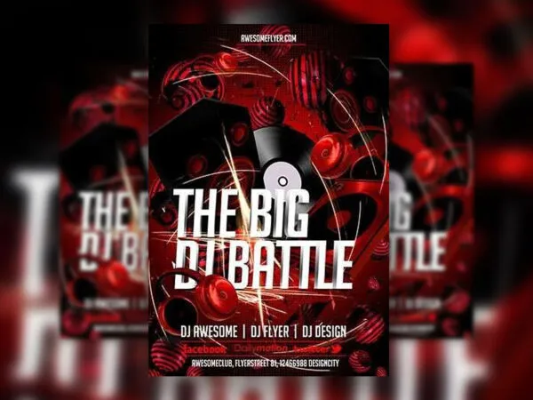 DJ Flyer Template with Whirlwind Effect and Floating Headphones 1