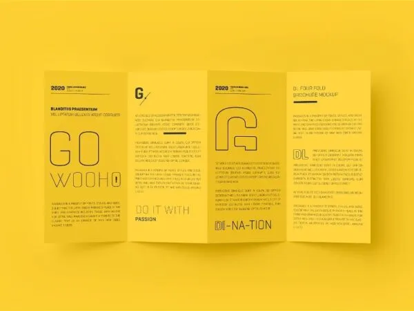 DL 4 Fold Brochure Mockup in 4 Shots 1