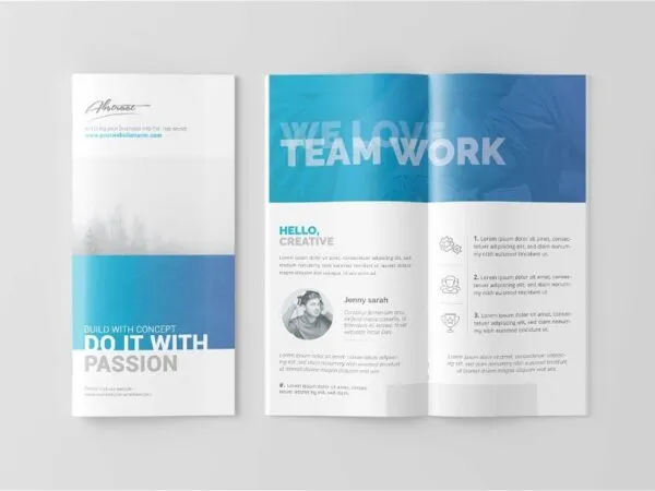 DL Brochure Mockup in 4 Showcases 1