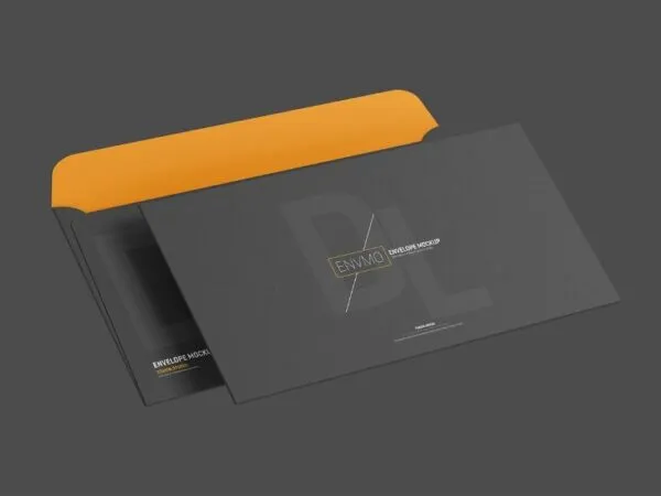 DL Envelope Mockup in 4 Different Shots 1