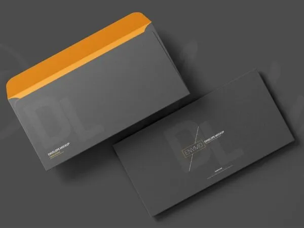 DL Envelope Mockup in 4 Different Showcases 1