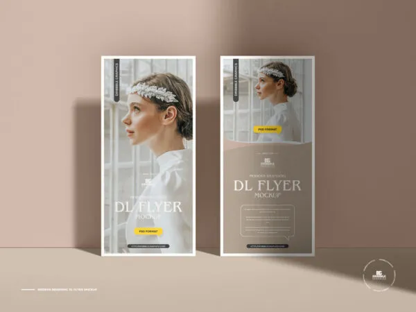 DL Flyer Leaning Against a Wall Mockup 1