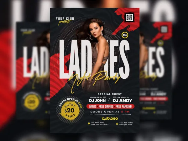 Dark Abstract Ladies Night Party Flyer Template 1