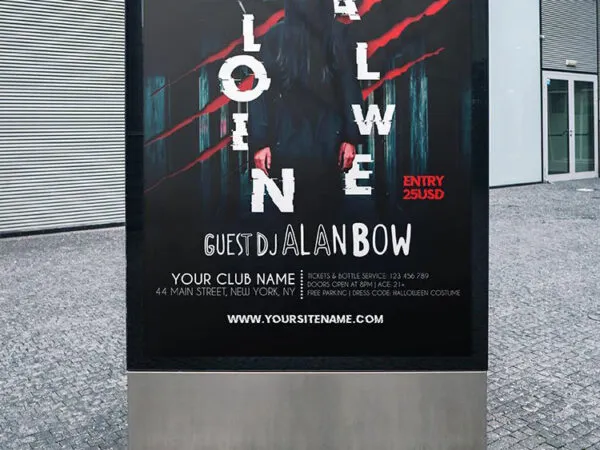 Dark Bloody Horror Halloween Party Poster Template 1