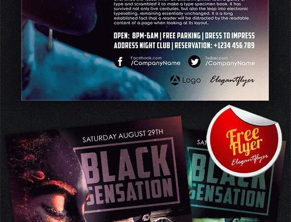 Dark Blue Futuristic Night Party Flyer Along with Facebook Cover Templates 1