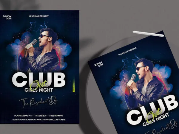 Dark Blue Modern DJ Flyer Template 1