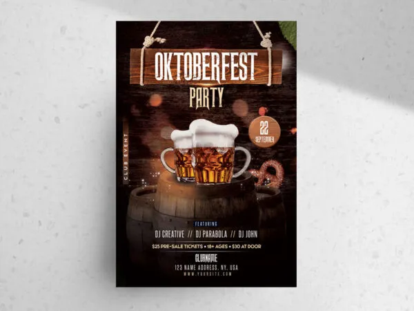 Dark Brown Vintage Oktoberfest Event Flyer Template 1