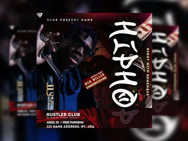 Dark Capturing Hip Hop Event Flyer Instagram Banner Template 1
