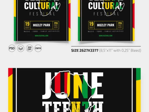 Dark Classic Juneteenth Flyer and Facebook Cover Templates 1