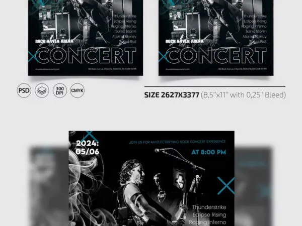 Dark Cool Concert Flyer Instagram Post Template 1