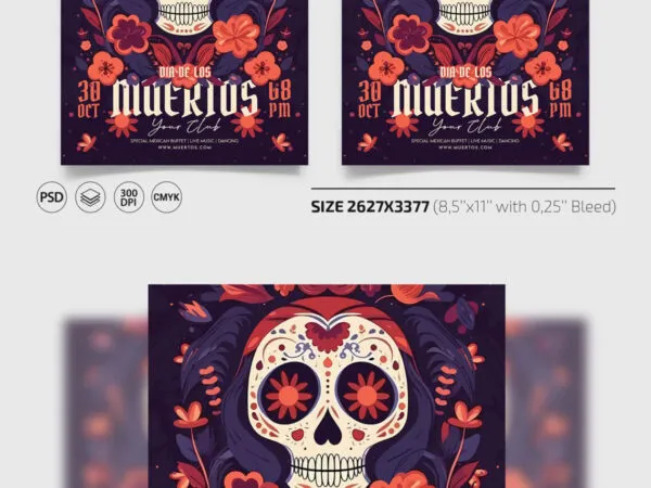 Dark Dia De Los Muertos Flyer Instagram Post Template 1