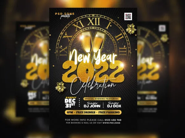 Dark Elegant New Year Celebration Flyer Template 1