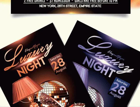 Dark Elegant Nightclub Event Flyer and Facebook Cover Template 1