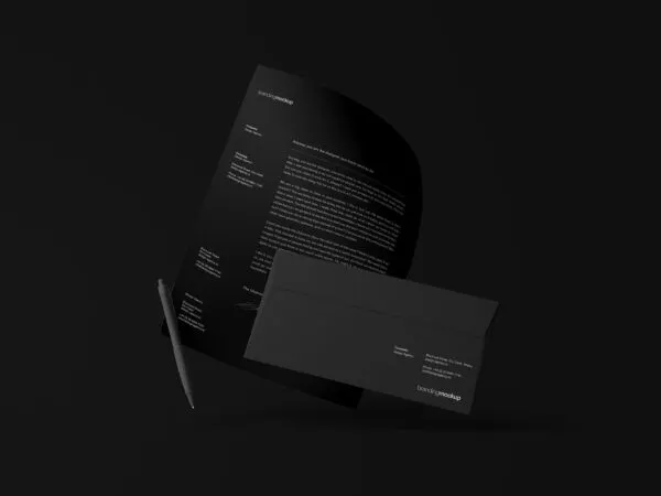Dark Floating Stationery Mockup For Branding 1
