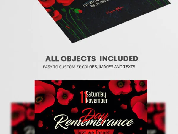 Dark Floral Remembrance Day Flyer Template 1