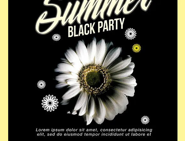 Dark Floral Summer Party Flyer and Facebook Cover Template 1
