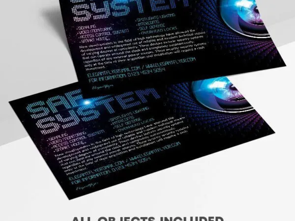 Dark Futuristic Horizontal Safety System Flyer Template 1
