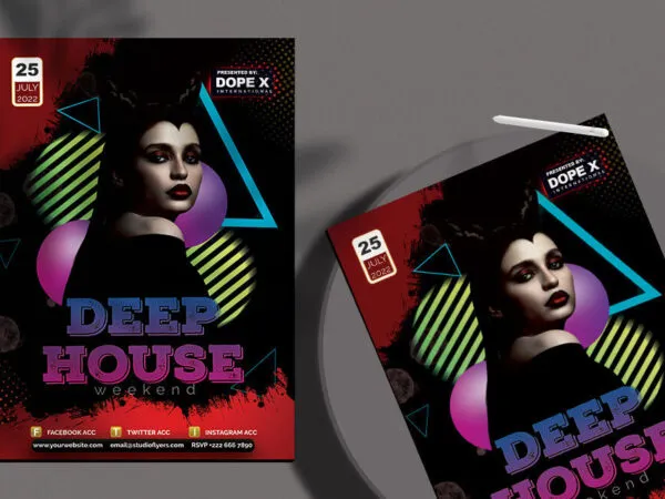 Dark Geometric Night Party Flyer Template 1
