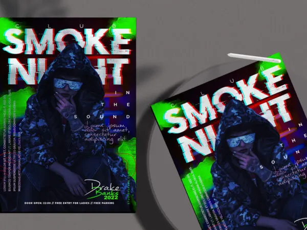 Dark Grunge Nightclub Event Flyer Template 1