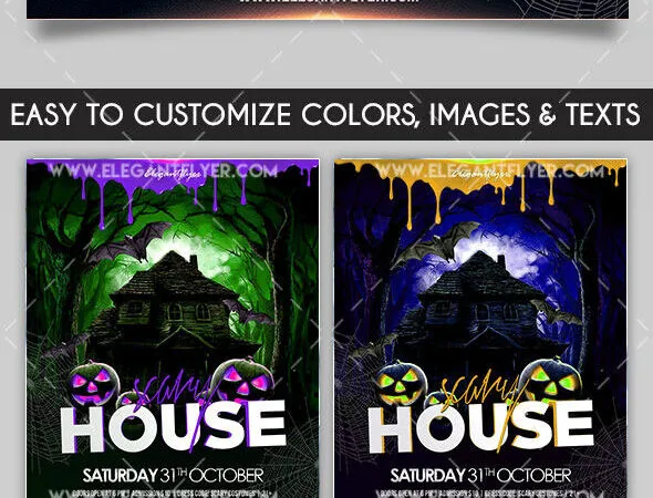 Dark Haunted House Halloween Flyer Template Facebook Cover 1