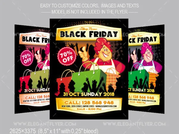 Dark Illustrative Black Friday Event Flyer and Facebook Cover Template 1