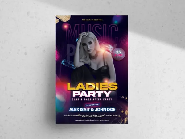 Dark Ladies Night Party Flyer Template 1