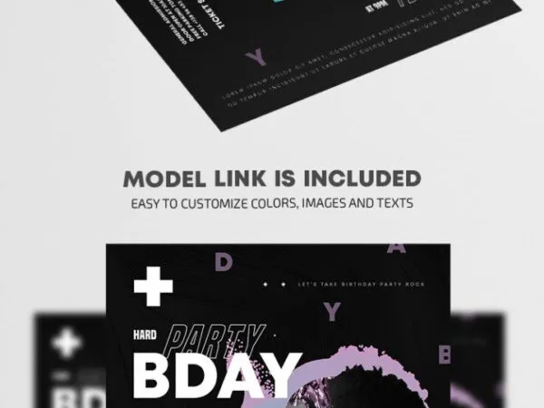 Dark Modern Birthday Party Flyer Template 1