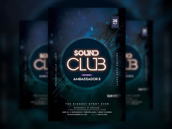 Dark Modern Club Flyer Template 1