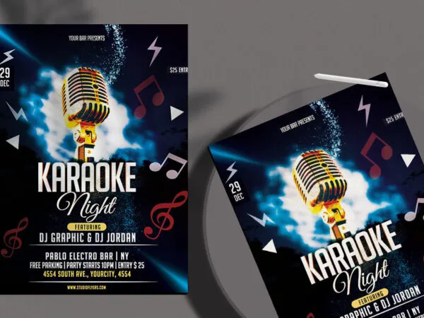 Dark Modern Karaoke Night Flyer Template 1
