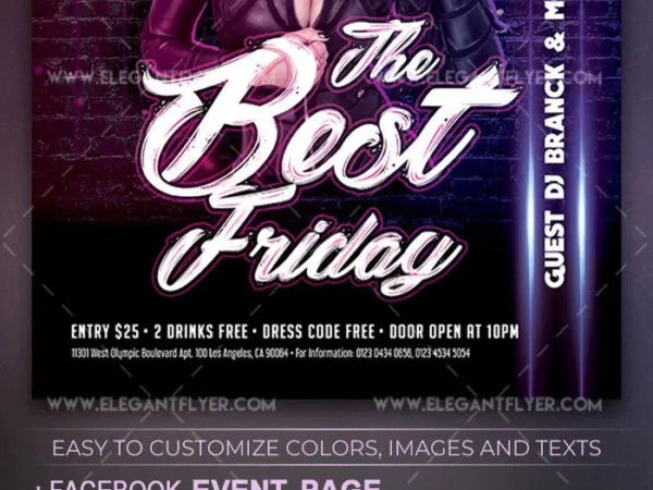 Dark Neon Nightclub Party Flyer Instagram Post and Facebook Cover Template 1