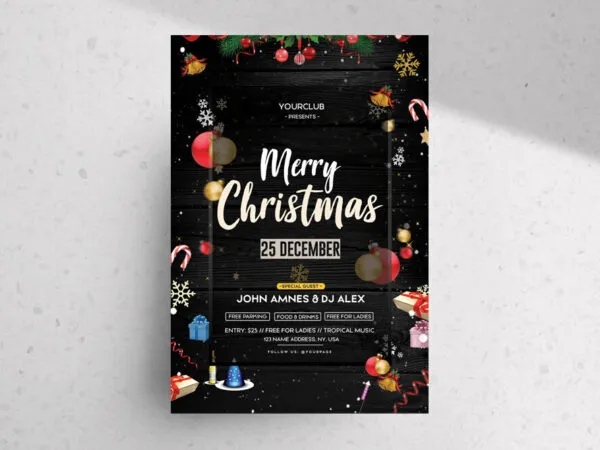 Dark Ornamental Christmas Event Flyer Template 1