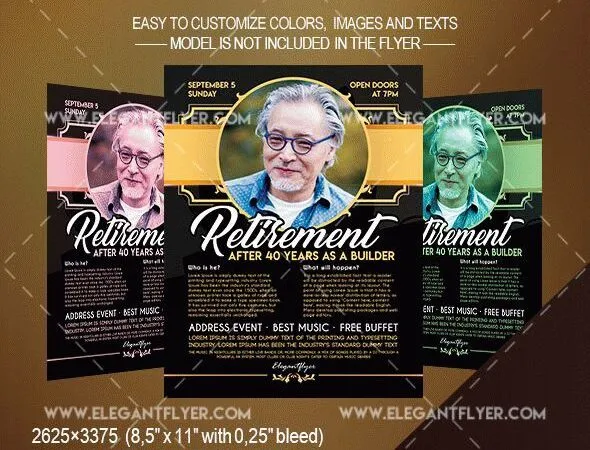 Dark Photo Retirement Party Flyer and Facebook Cover Template 1