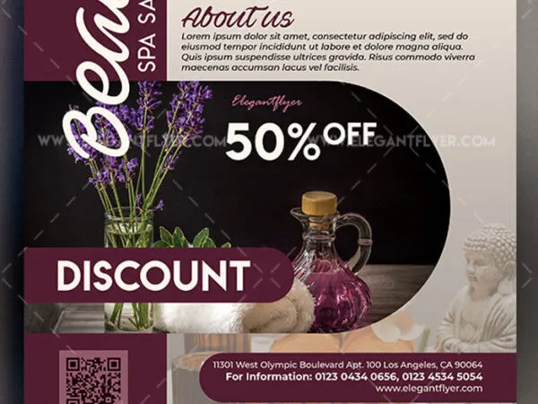Dark Purple Cream Modern Spa Salon Flyers and Facebook Cover Templates 1
