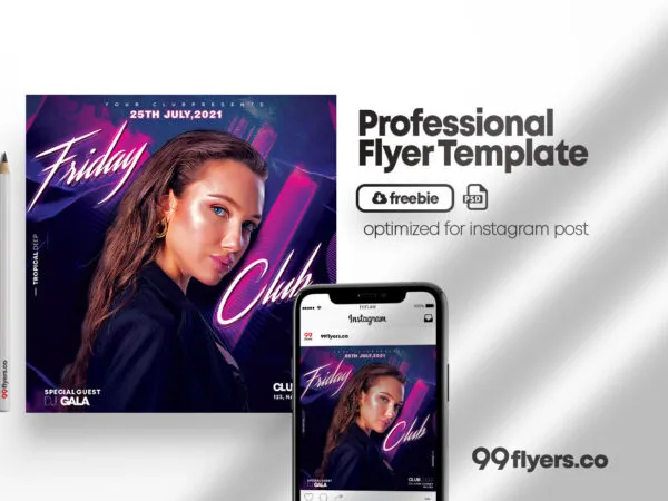 Dark Purple Modern Nightclub Event Flyer Instagram Template 1