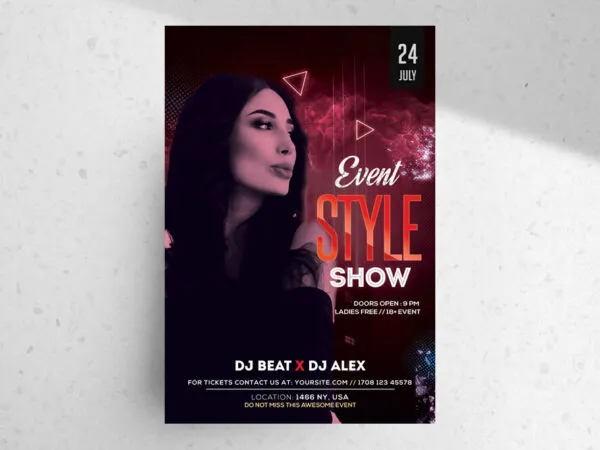 Dark Red Futuristic Nightclub Flyer Template 1