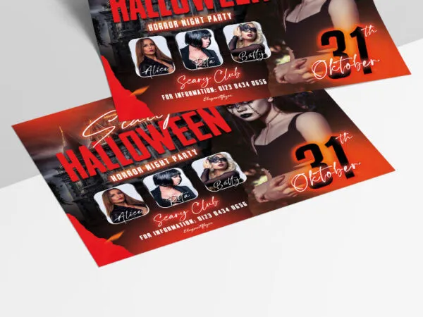 Dark Red Haunted Spiritual Halloween Party Flyer Template 1