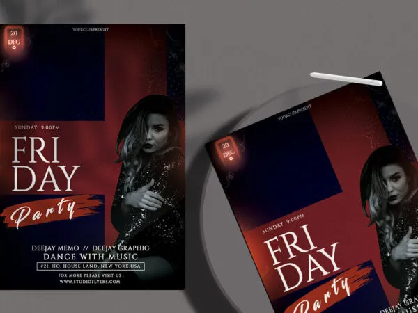 Dark Red Modern Night Party Flyer Template 1