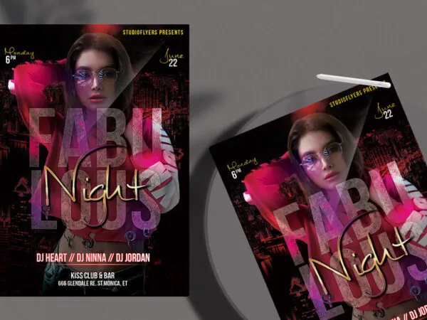 Dark Red Urban Night Party Flyer Template 1