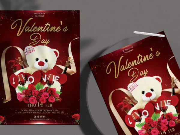 Dark Red Valentines Day Flyer Template 1