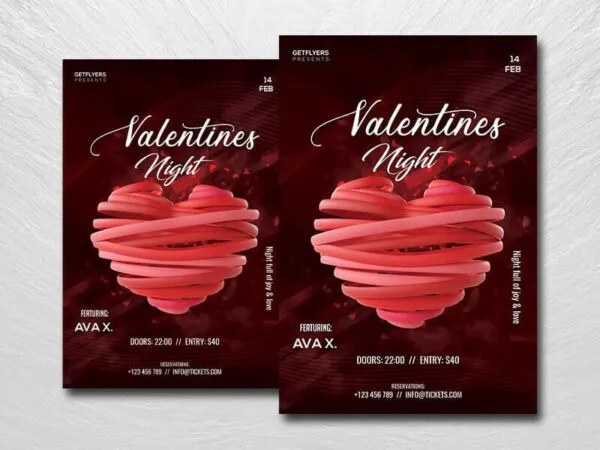 Dark Red Valentines Nightclub Flyer Template 1