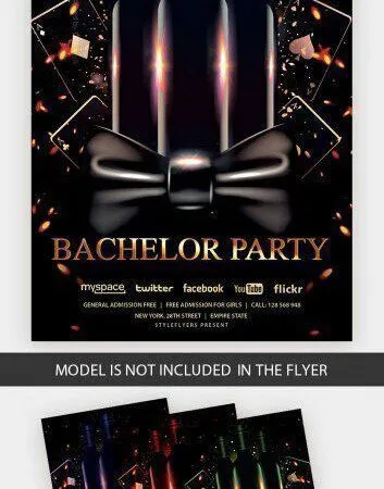 Dark Sparkly Bachelor Party Flyer Template 1