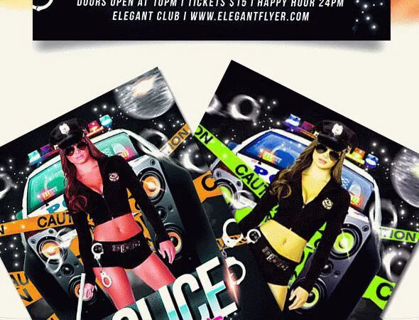 Dark Speakers Police Party Flyer and Facebook Cover Template 1