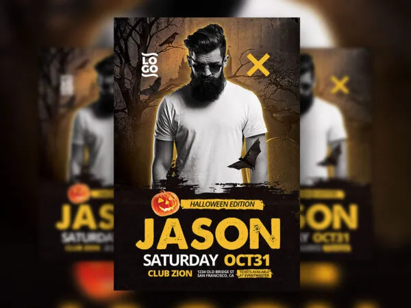 Dark Spooky DJ Announcement Halloween Edition Flyer Template 1