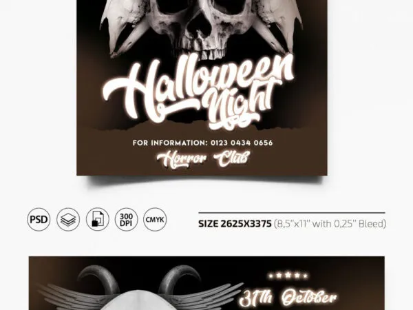 Dark Spooky Halloween Party Flyer and Facebook Cover Templates 1