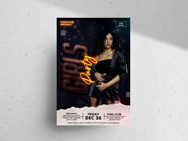 Dark Starry Ladies Night Party Flyer Template 1