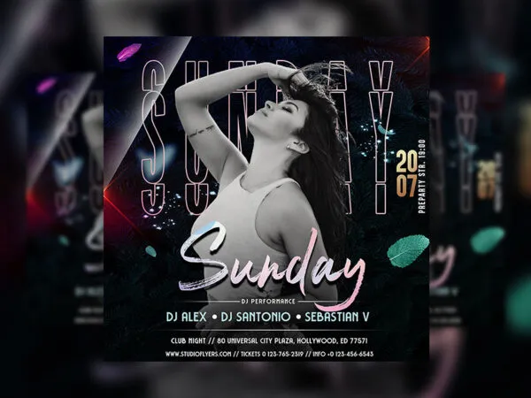 Dark Sunday Preparty Night Flyer Instagram Banner Template 1