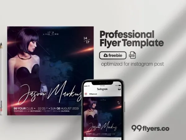 Dark Theme DJ Club Party Flyer Template 1