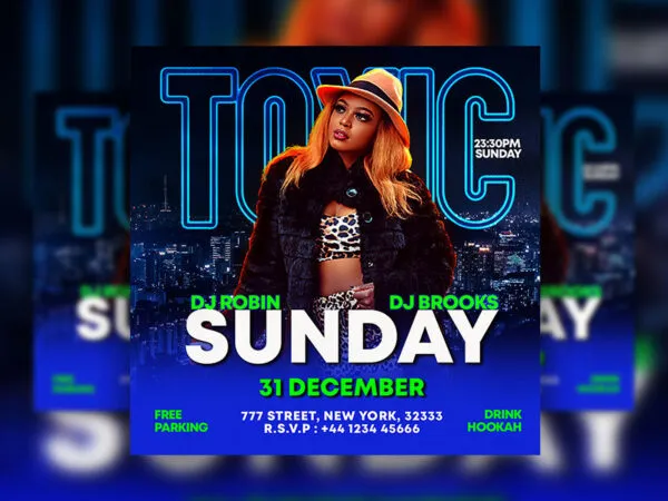Dark Urban Sunday Night Party Flyer Instagram Template 1