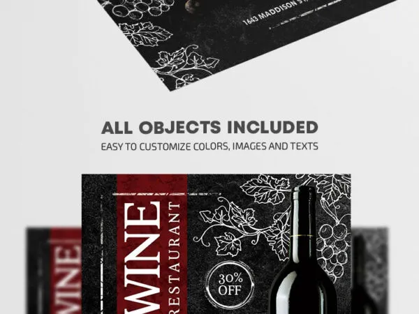 Dark Wine and Dine Restaurant Flyer Template 1